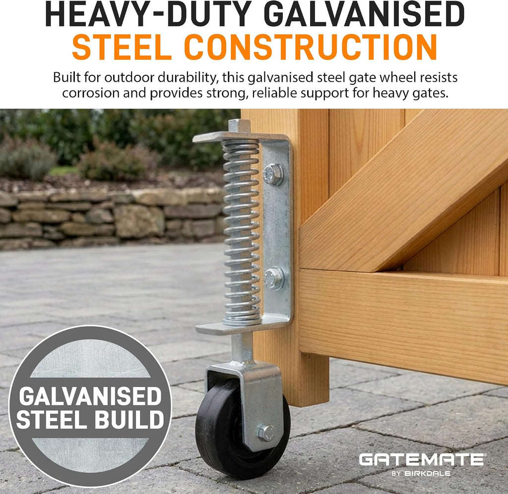 5813683 Spring Loaded Gate Wheel | 14 1/2" (368mm) Galvanised | Heavy-Duty Gate Support with Smooth Operation |
