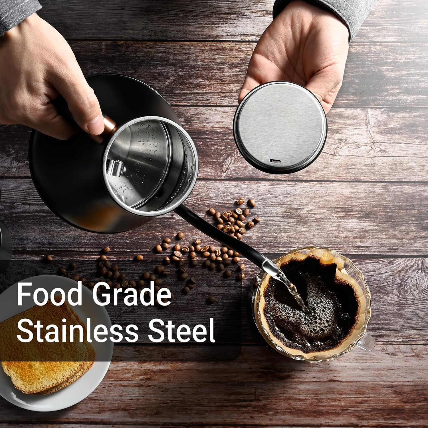 Electric Kettle Gooseneck Water Kettle Stainless Steel Tea Kettle Water Boiler Fast Heating, Auto Shut Off, 27 fl oz