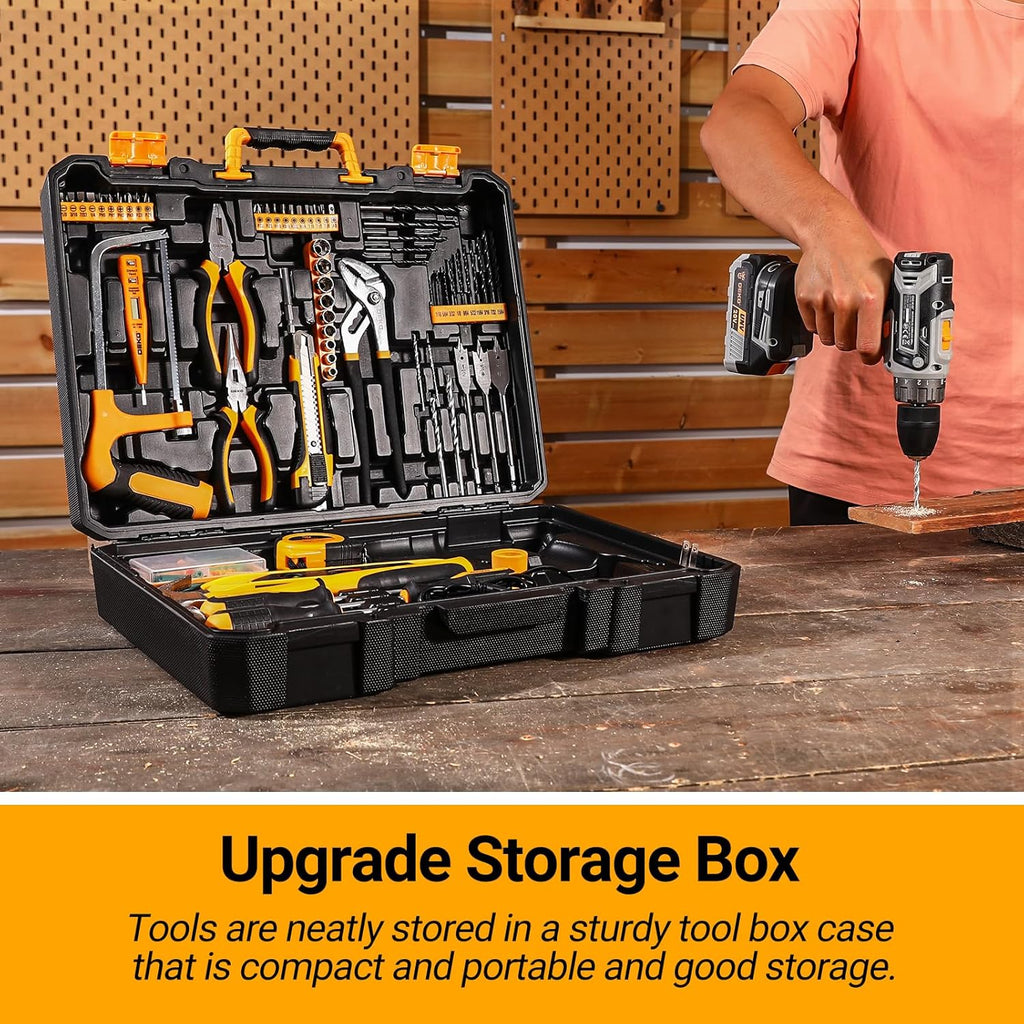 Cordless Drill Tool Kit Set: 20V Power Drill Tool Box with Battery Electric Drill Driver for Men Home Hand Repair