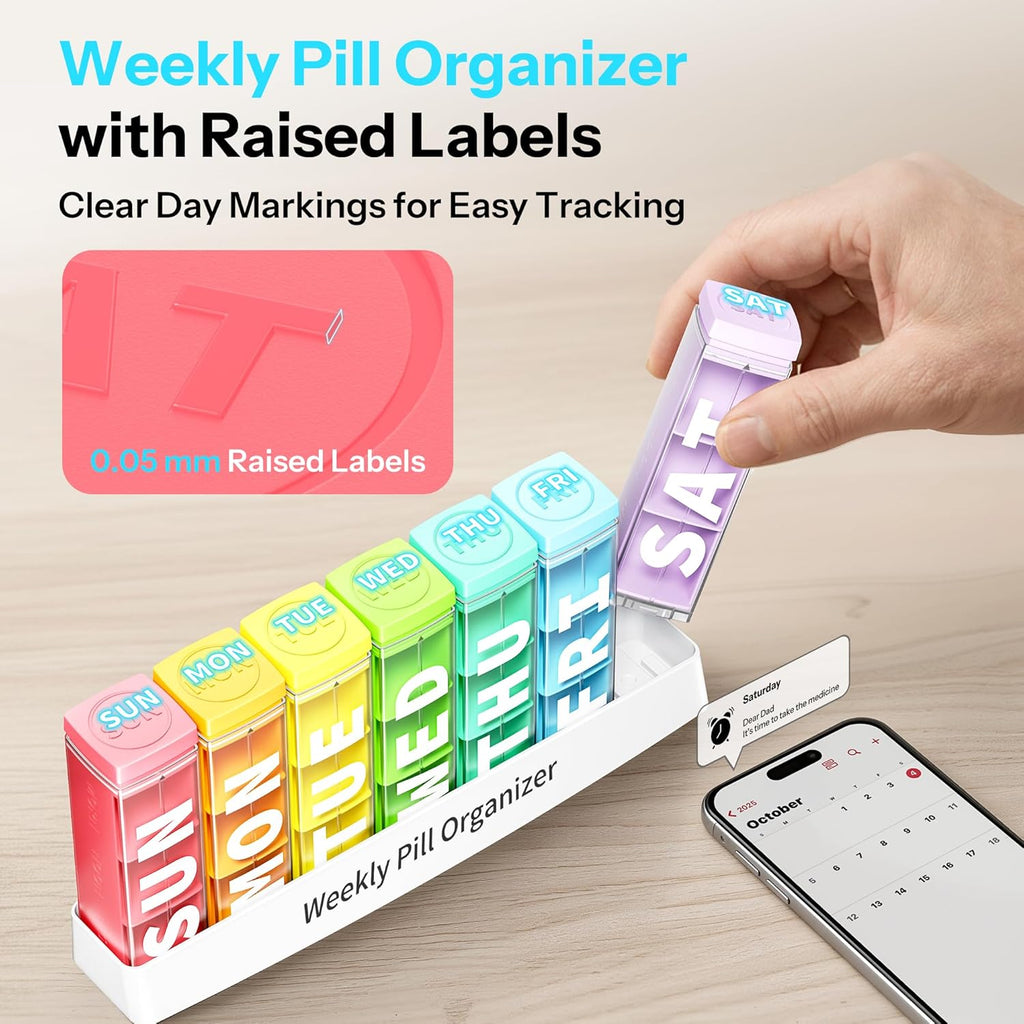 Pill Organizer 3X a Day, Detachable Large Pill Box 7 Day, Daily 3 Times Pill Case, Travel Pill Container Holder
