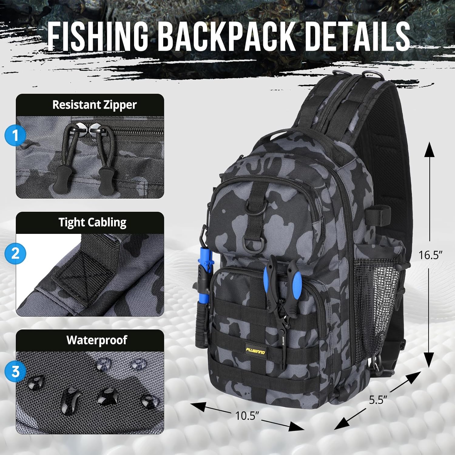 Fishing Backpack with Tackle Boxes, Waterproof Fishing Sling Tackle Bag For Fishing Gear With Rod Holder, Fishing