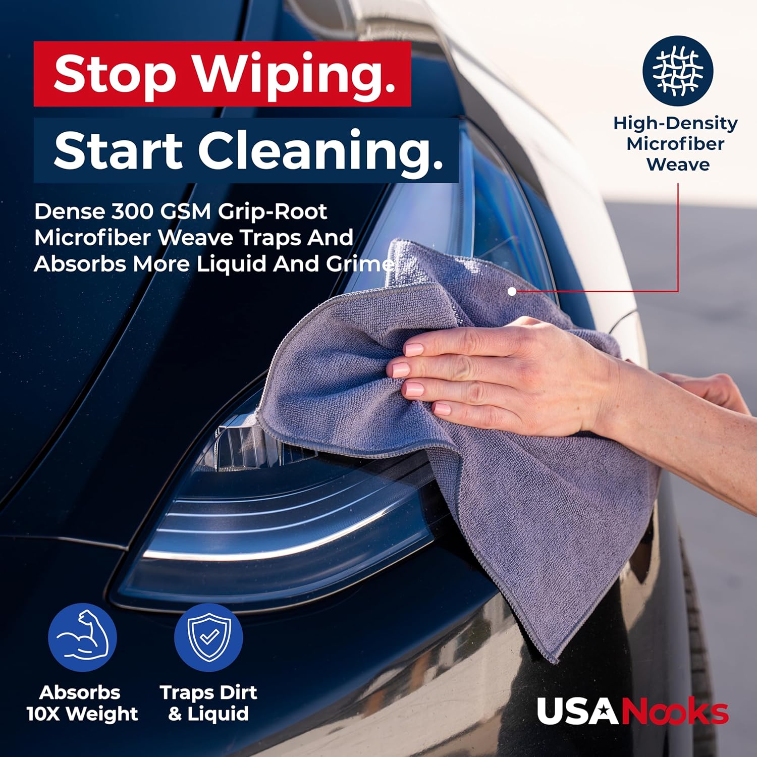 Microfiber Cleaning Cloth Grey - 12 Pcs (12.5"x12.5") - High Performance - 1200 Washes, Ultra Absorbent Microfiber