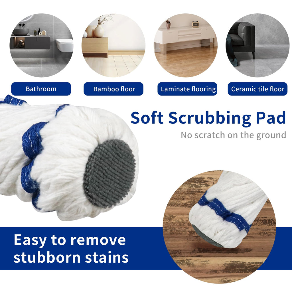 Self-Wringing Twist Cotton Mop with 2 Reusable Heads