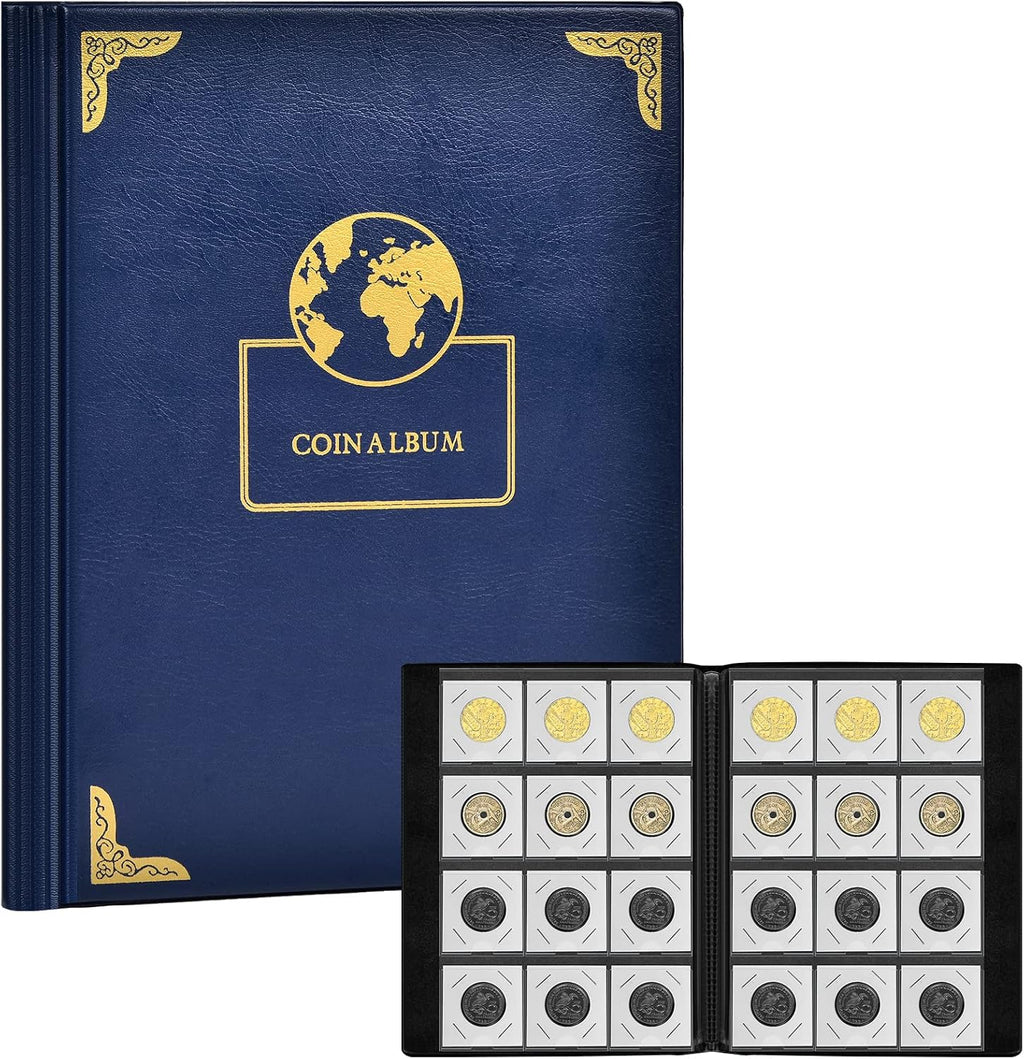 120 Pockets Coin Flip Holder Albums, 2x2 inches Coin Storage Books for Coin Cardboard Collection Holders, Collection