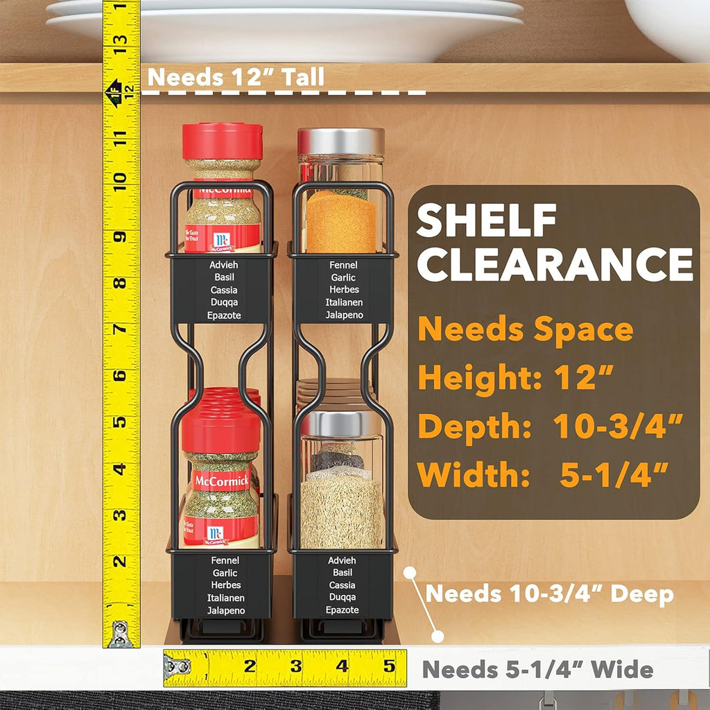 Pull Out Spice Rack Organizer for Cabinet, Heavy Duty Slide Out Seasoning Kitchen Organizer, Cabinet Organizer, with