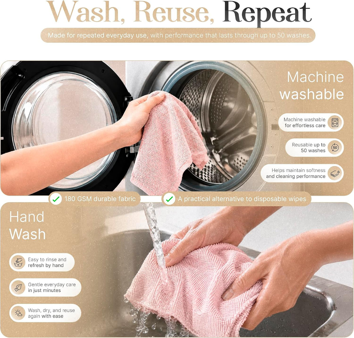 Microfiber Cleaning Cloth Roll 20 Sheets 11" x 10" Tear Away Microfiber Towel Roll Reusable Paper Towels Washable