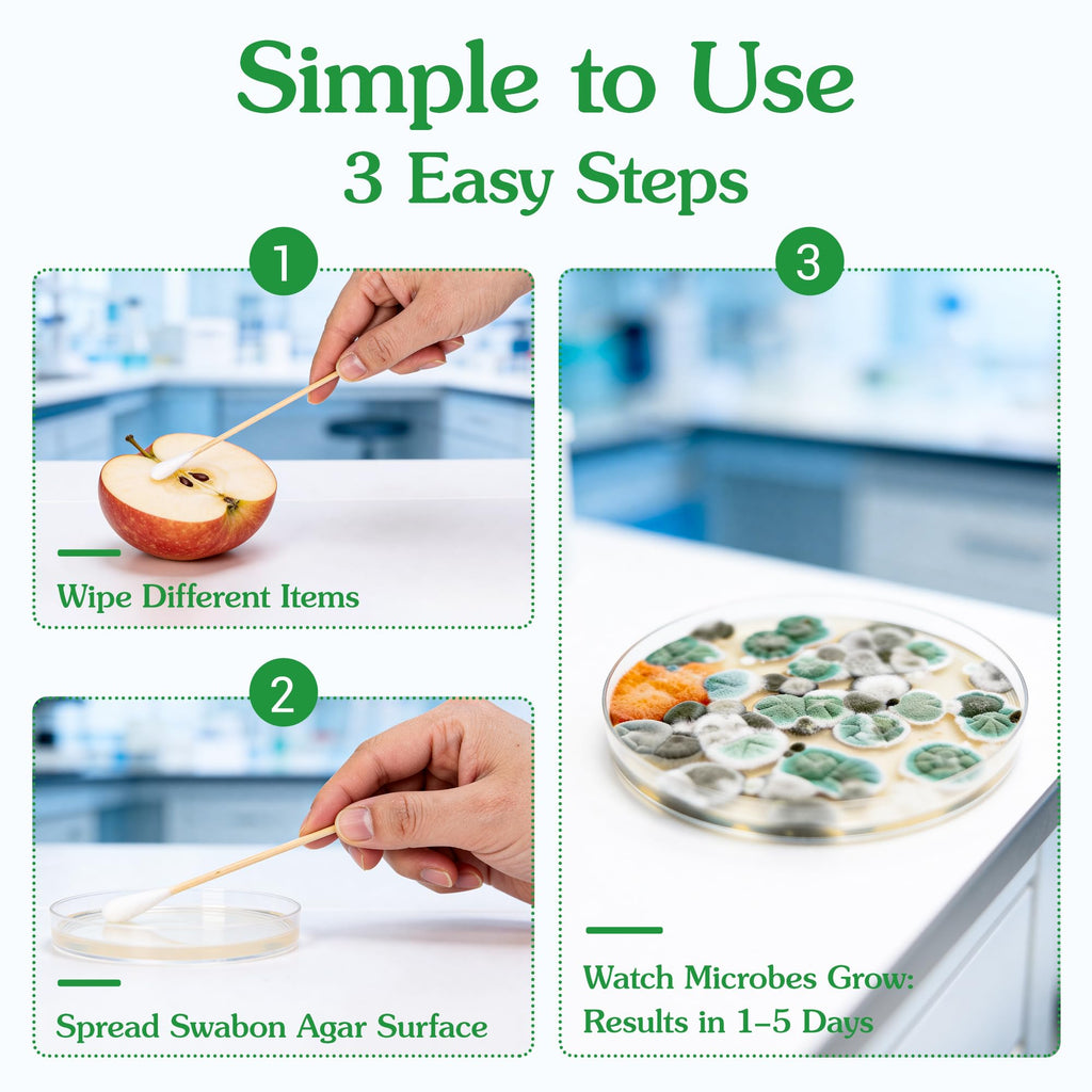 Nutrient Agar Petri Dishes Science Project Kit | Pre-Poured Agar Plates and Cotton Swabs for Science Experiments |
