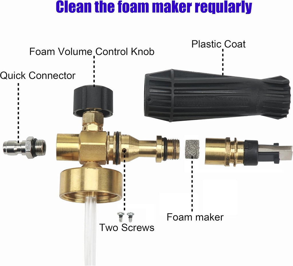 Pressure Washer Foam Cannon, Additional Orifice Nozzle 1.1mm | Adjustable Snow Foam Lance for Car Wash, 1/4 Inch