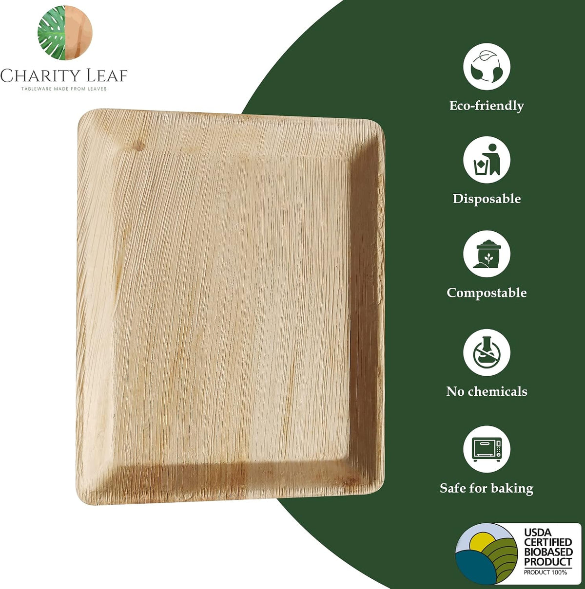 Disposable Bamboo 12" x 10" Trays (10 pieces) Bamboo Serving Platters, Disposable Boards, Eco-Friendly Dinnerware For