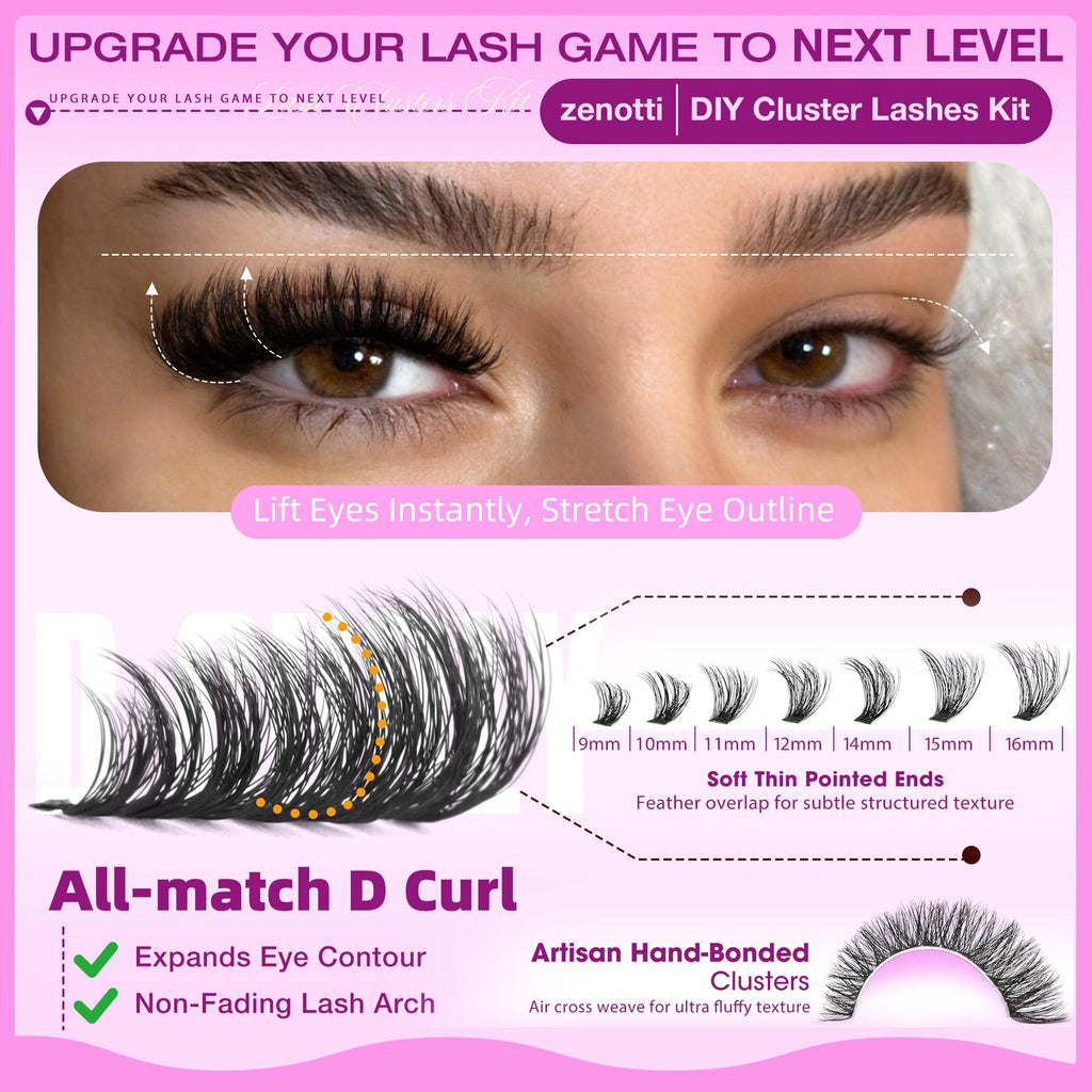 Lash Clusters Kit 50D+60D Eyelash Clusters Wispy Cluster Eyelash Extensions