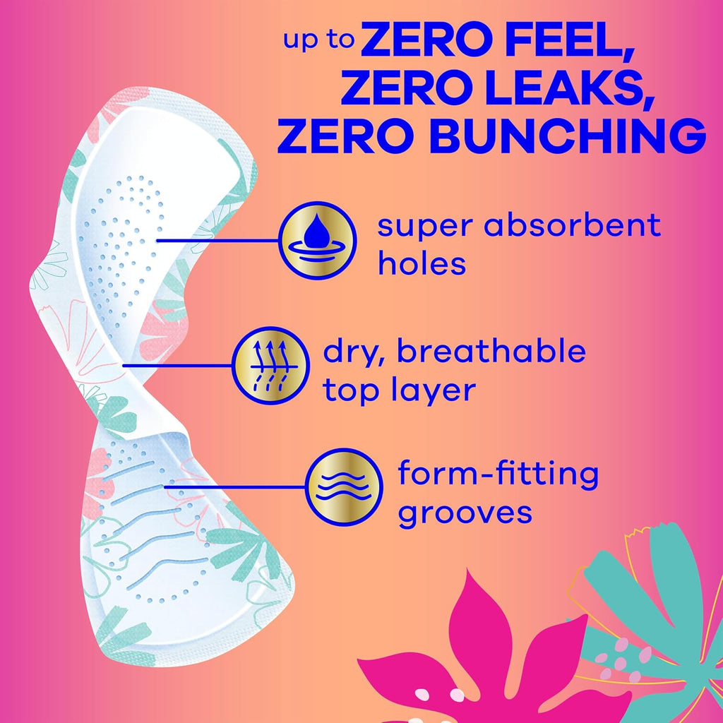 Radiant Teen Feminine Pads for Women, Size 1 Regular Absorbency, with Wings, Unscented, 14 Count