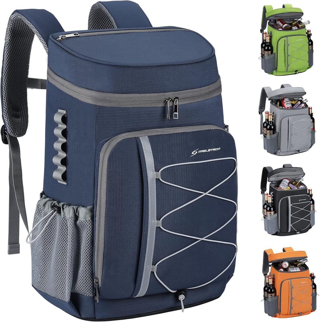 35/50Can Insulated Cooler Backpack, Leakproof Soft Lunch Ice Bag | 16h Cold,Multi-Pockets,Survival Whistle,Ergonomic