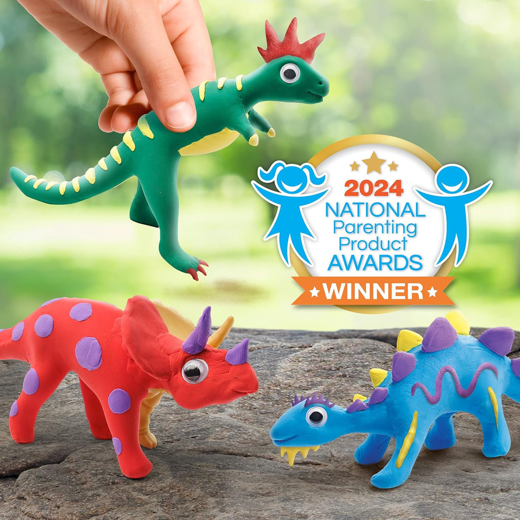National Geographic Clay Dinosaur Arts and Crafts Activity Kit for Kids | Dinosaurs Toys, 5 Clay Colors, 5 Skeleton