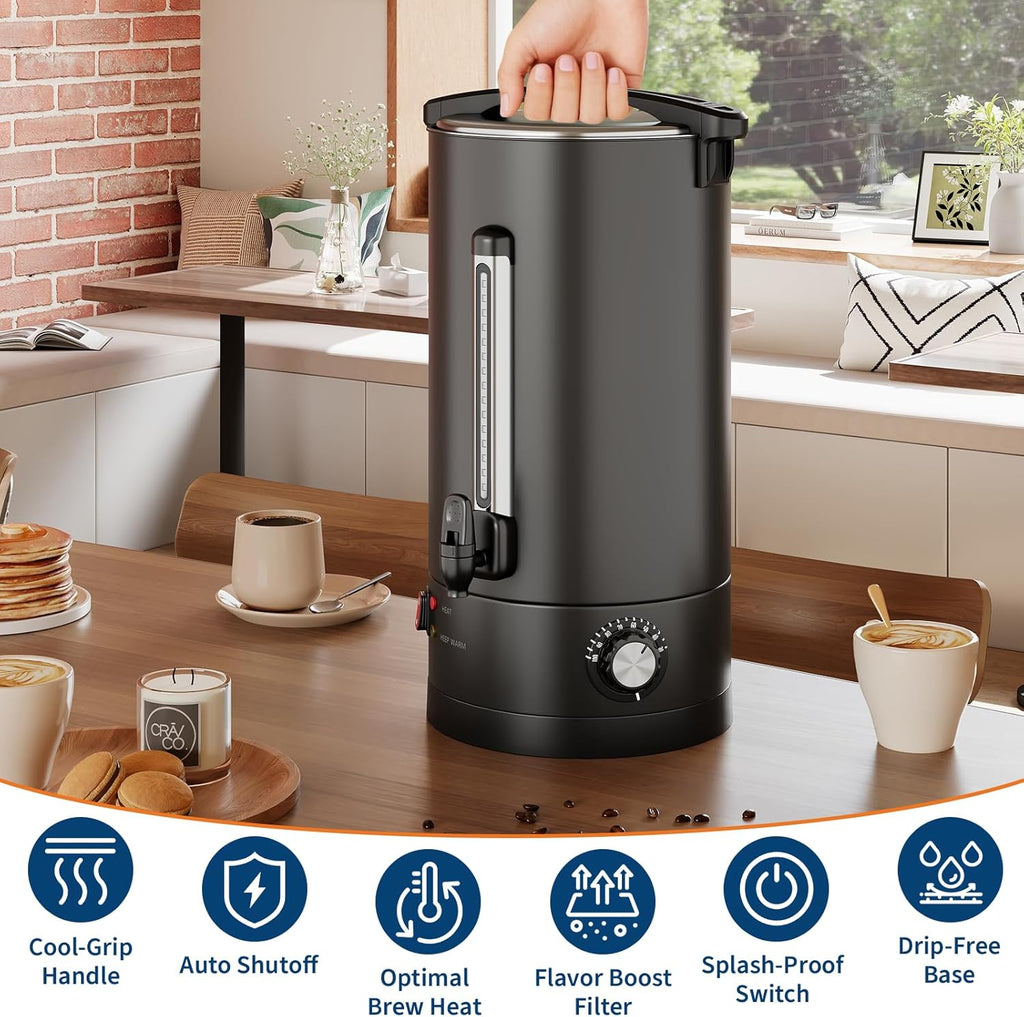 12 L/80 Cups Coffee Urn-3.2 gal Double Wall Commerical Coffee Maker