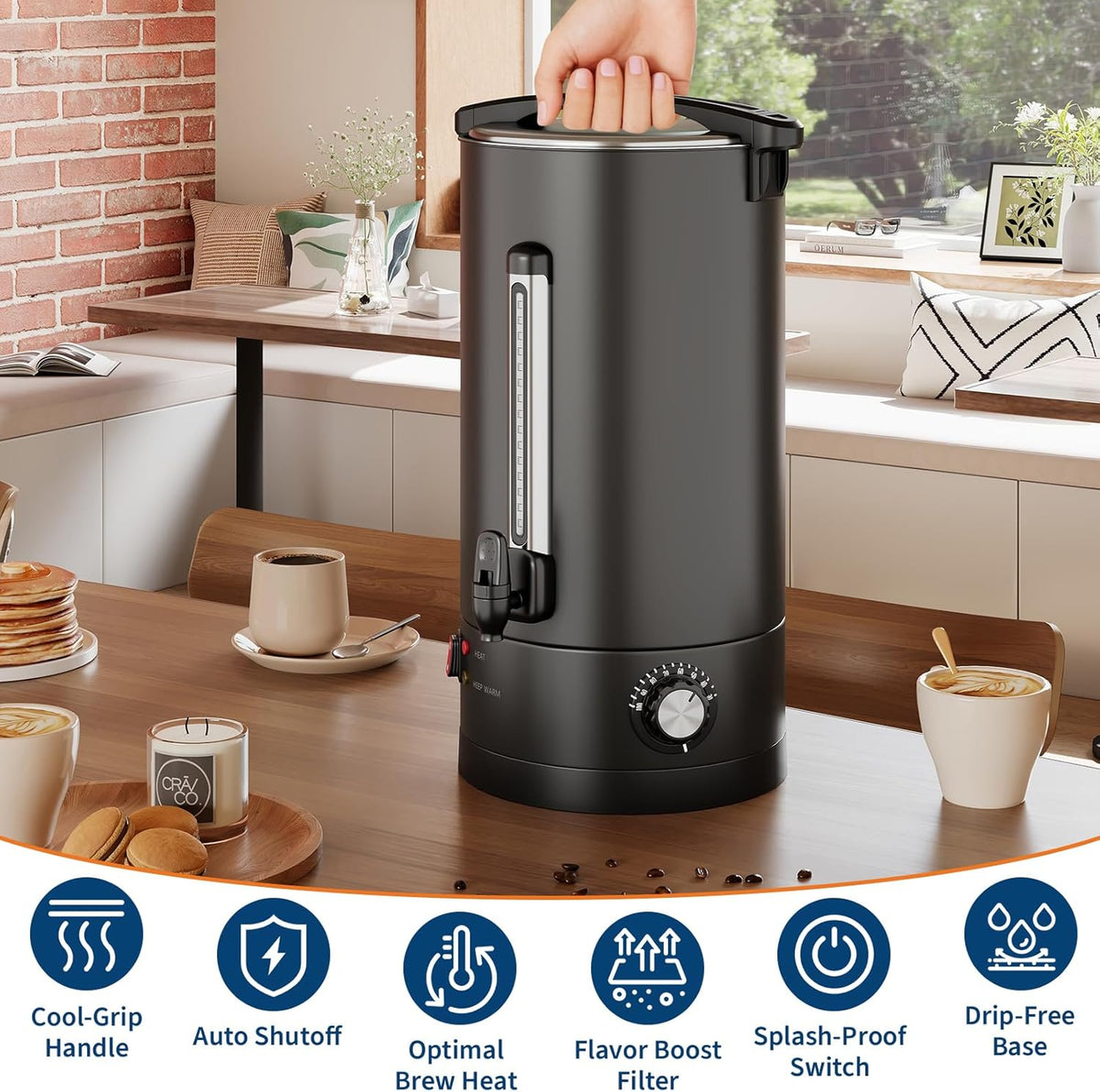 12 L/80 Cups Coffee Urn-3.2 gal Double Wall Commerical Coffee Maker