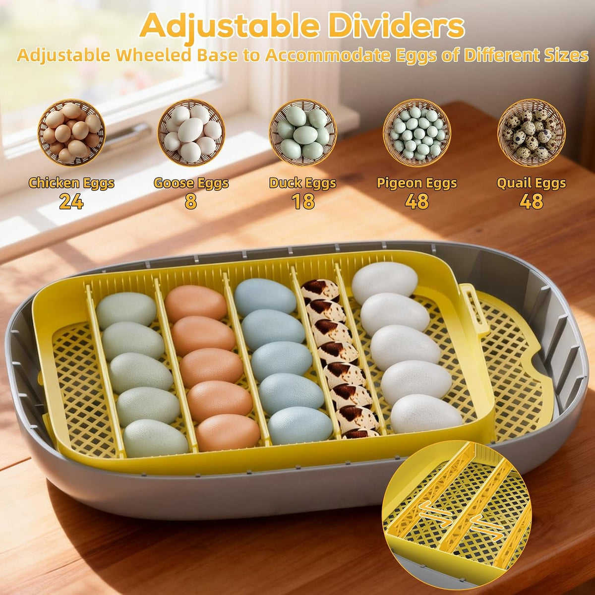 Incubator for Hatching Eggs - 24 Egg Capacity, 360° Viewing for Chicken