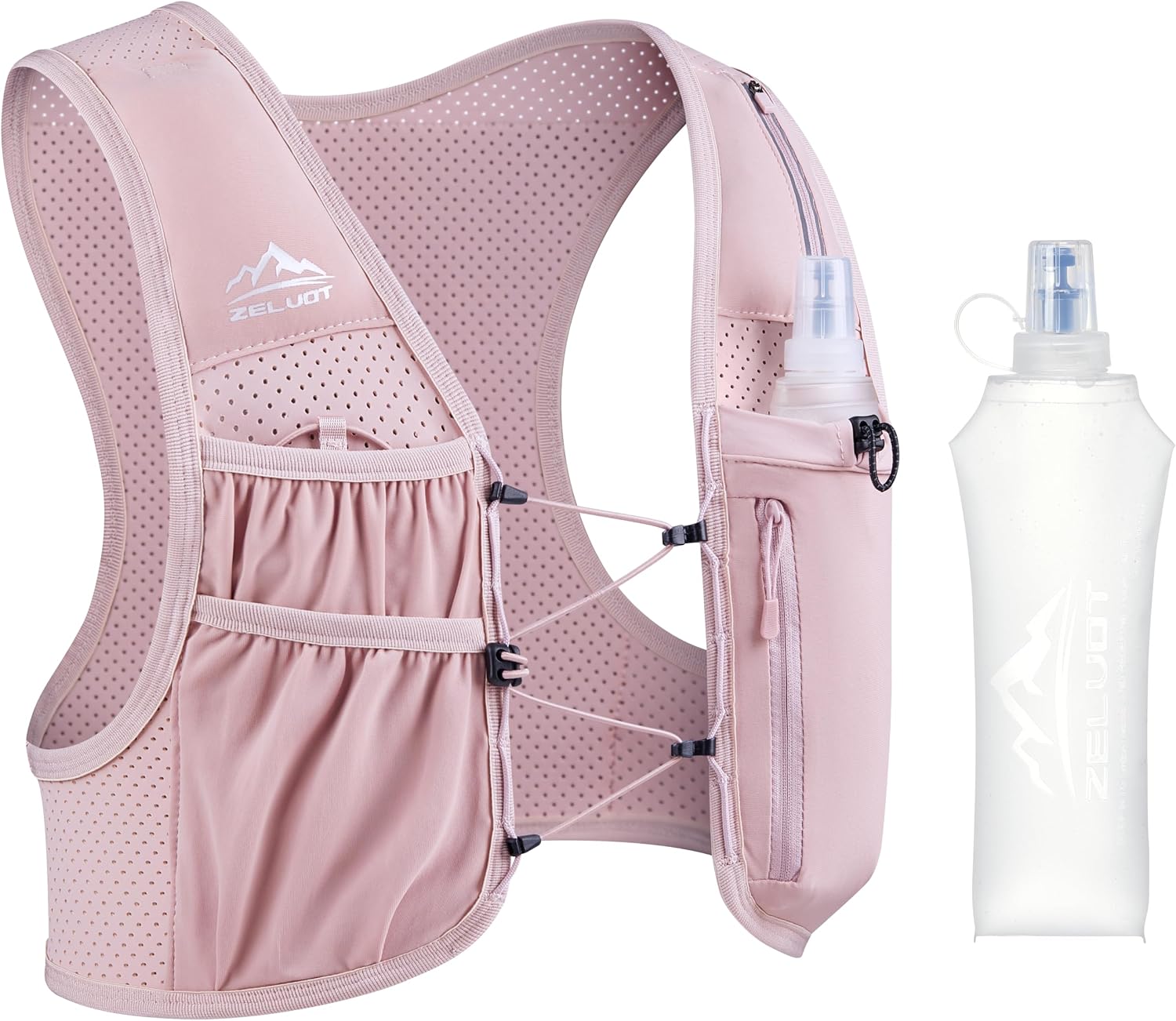 Running Vest for Women Men, US Patent, Adjustable Chest Straps Running Hydration Vest with 500ml Soft Flask