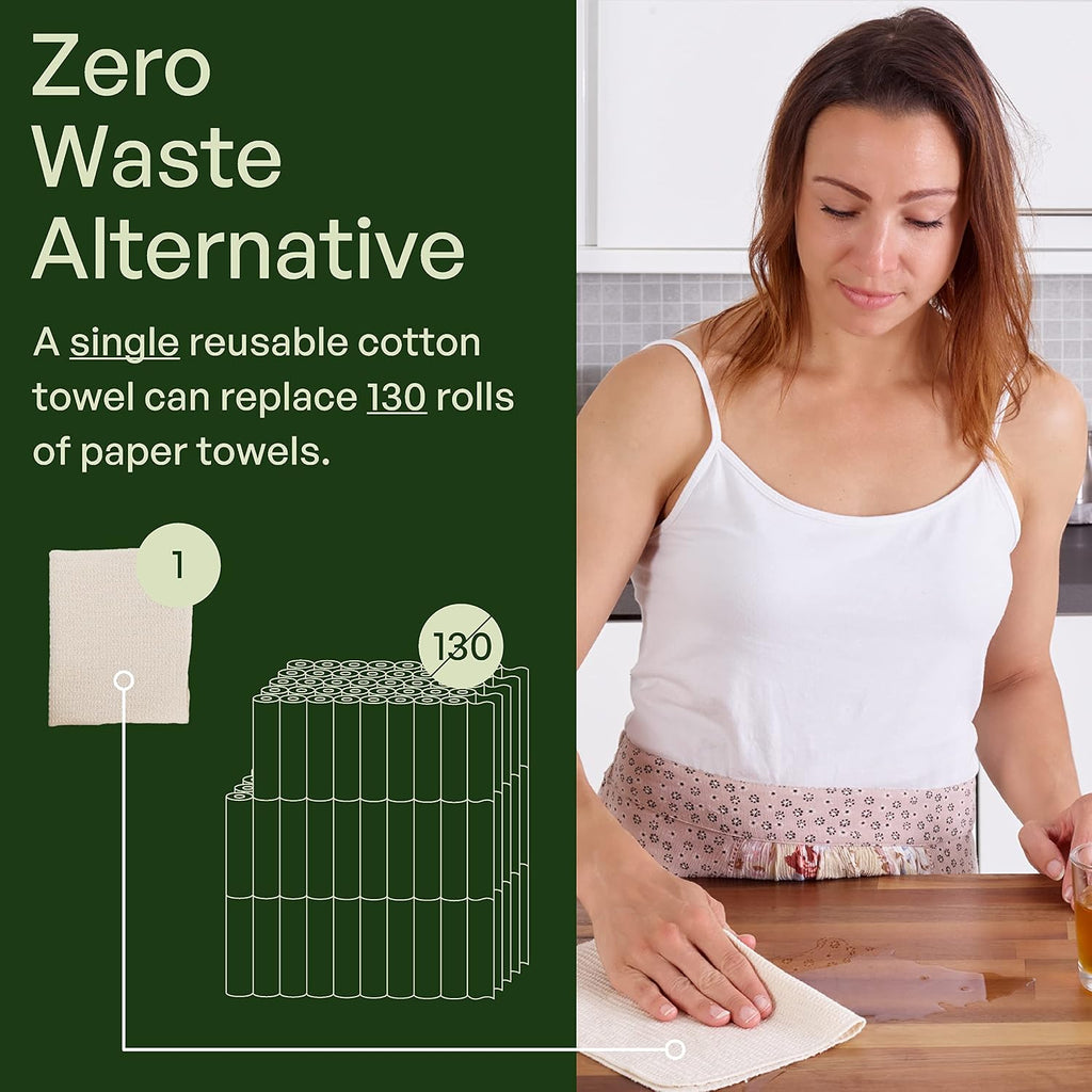 20 Pack Reusable Kitchen Paper Towels, Organic Dish Cloths