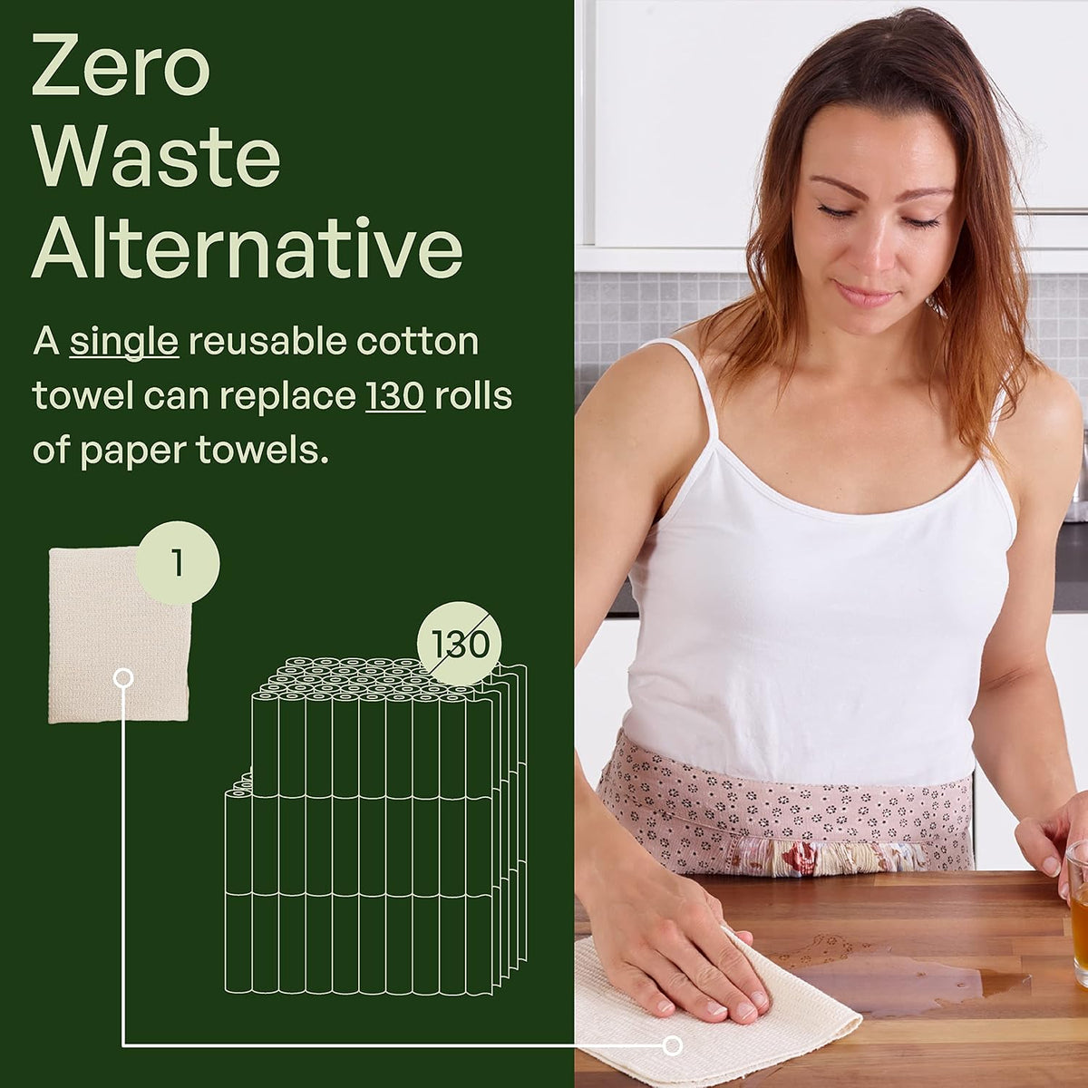 20 Pack Reusable Kitchen Paper Towels, Organic Dish Cloths