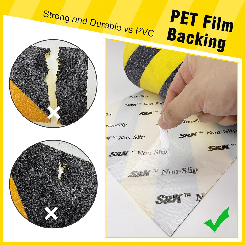 Anti Slip Tape 6in x 33ft Grip Tape for Stairs & Ramps, Black/Yellow | Heavy Duty Waterproof 60-Grit Non Skid Tread