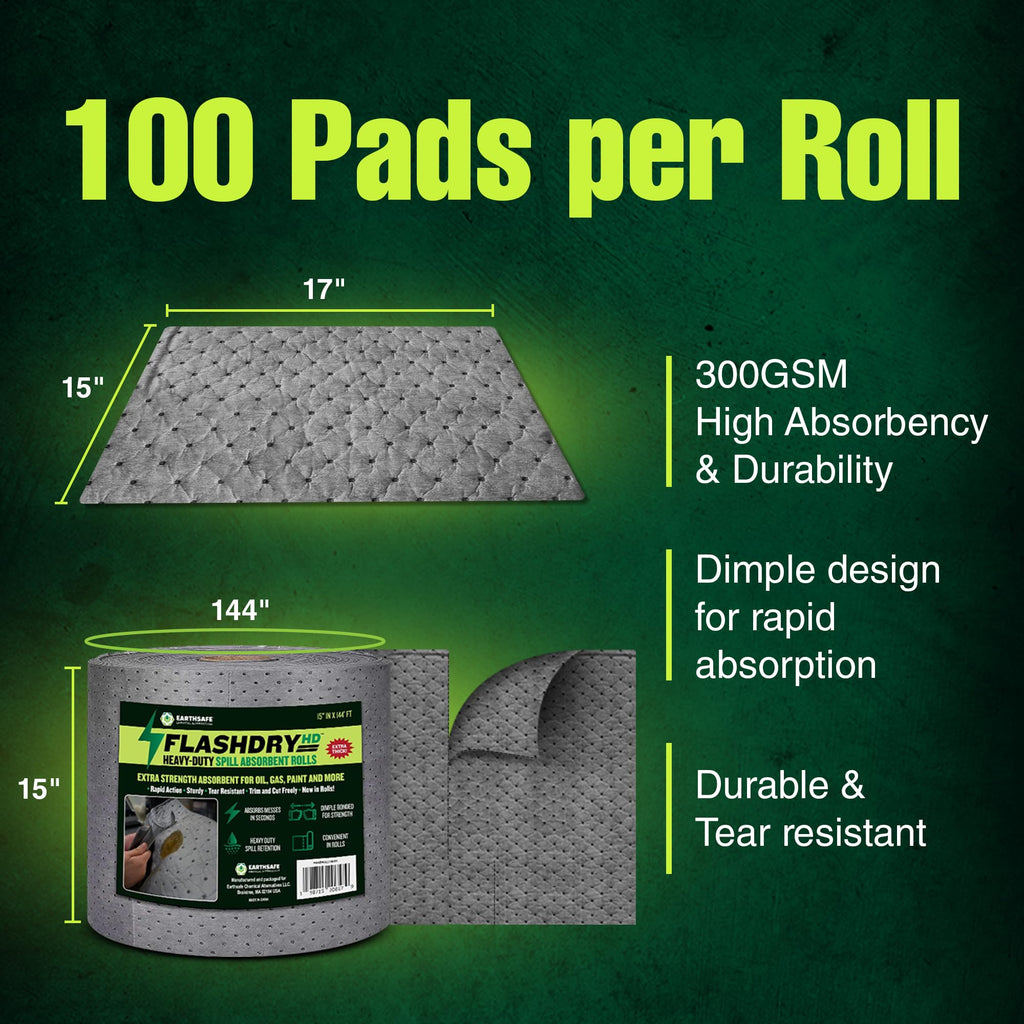 Universal Heavy Duty Spill Absorbent Roll Pads, 15" x 144 ft