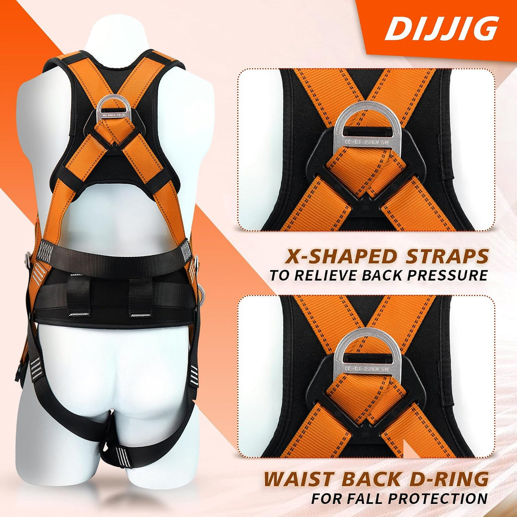 Safety Harness Fall Protection Kit with Shock Absorbing Lanyard
