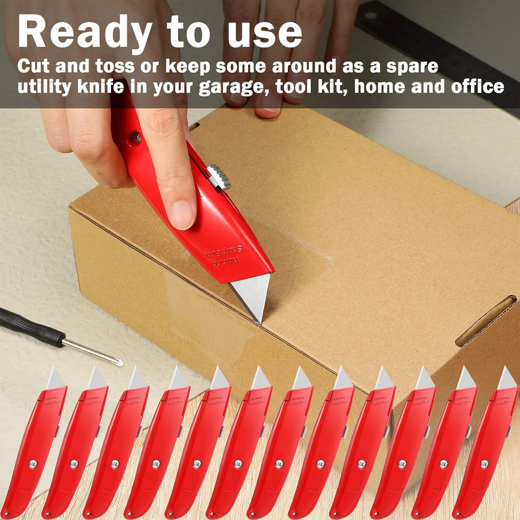 20 Pcs Box Cutter Bulk Retractable Utility Knife, Red