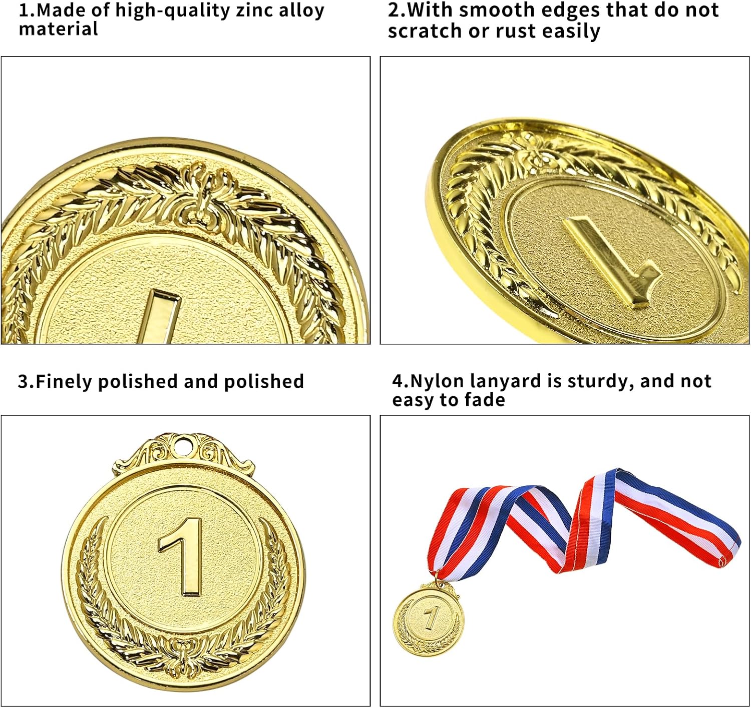 18 Award Medals, 2 Inch Gold, Silver and Bronze Prizes for Winners | 1st 2nd 3rd Place Medals with Neck Ribbon, Ideal