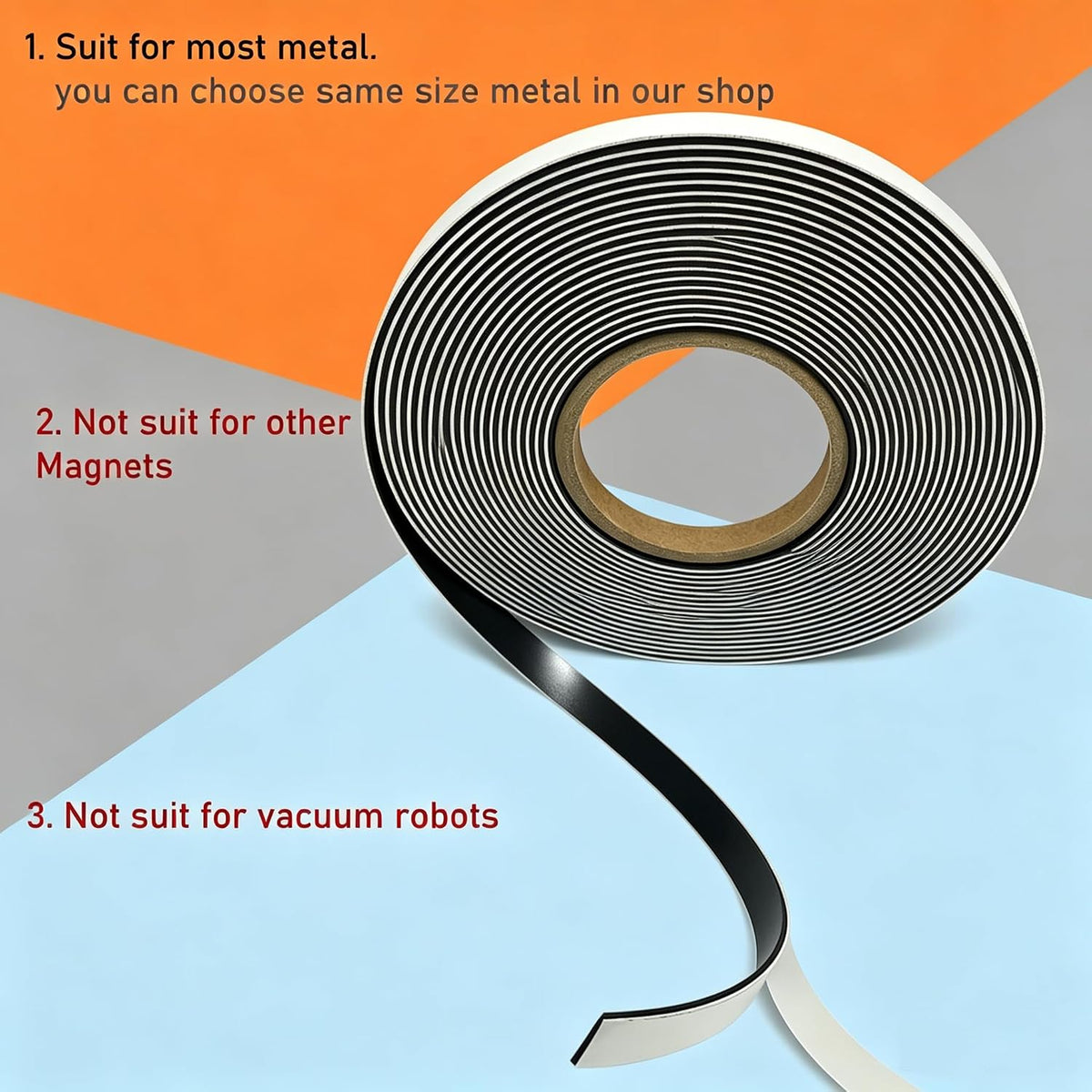 Width 1/2" Magnetic Strips with Foam Mounting Tape 30 Feet,Anisotropic Magnet Tape,Roll Package