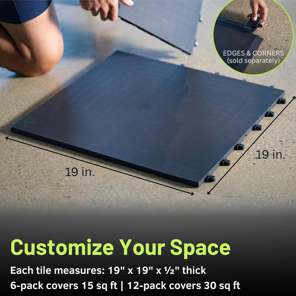 Balance Series Interlocking Floor Tiles - Durable ½ in TPE (Rubber Like, NOT Foam, no Odor) - Gym Flooring for Cardio