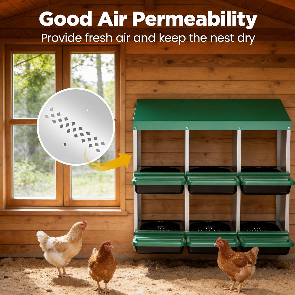Chicken Nesting Box, 6 Compartments Egg Laying Nests Boxes for Hens