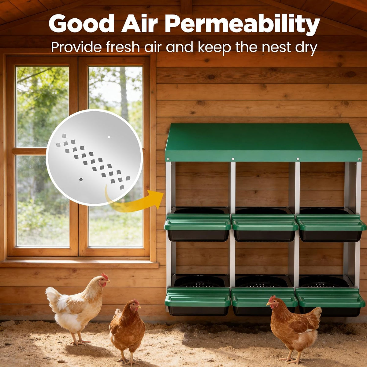 Chicken Nesting Box, 6 Compartments Egg Laying Nests Boxes for Hens