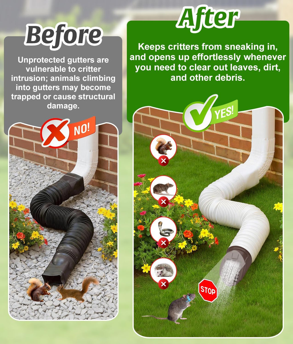 Rain Gutter Downspout Extension Hose Guard, Drain Downspout Extender Outlet Filter and Leaf Guard, for Standard 4''