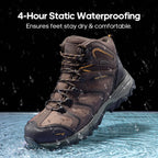 Waterproof Steel Toe Work Boots for Men,Brown/Black/Tan,9.5