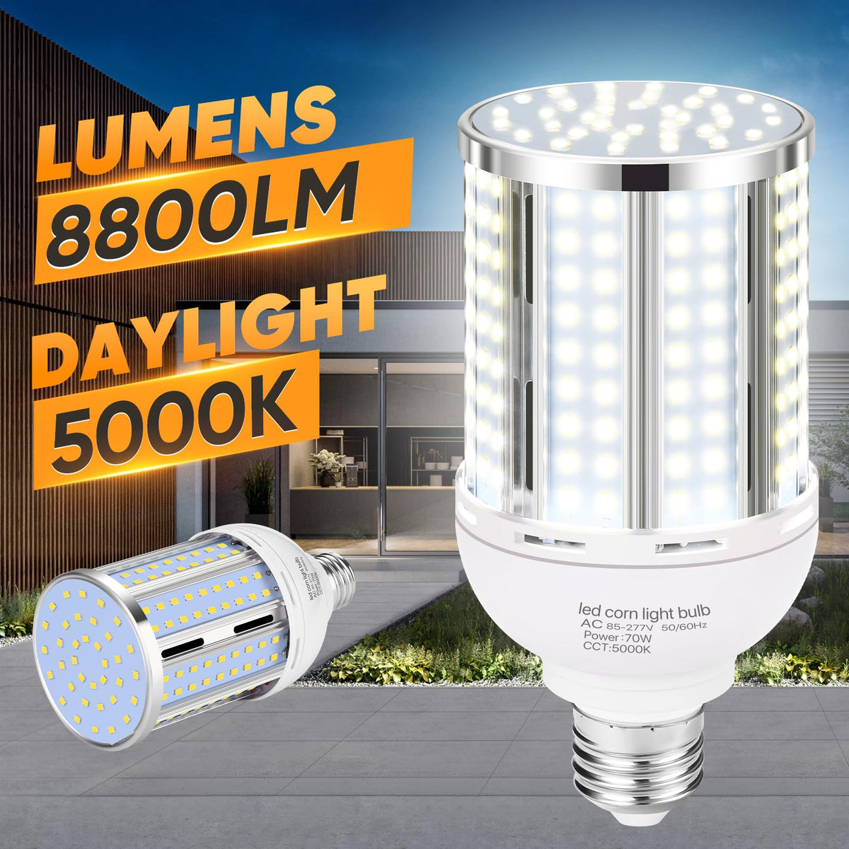 70W LED Corn Light Bulb(6 Pack),(700 Watt Equivalent) Fanless E26/E39 Medium/Large Mogul Base LED Cob Lamp 5000K