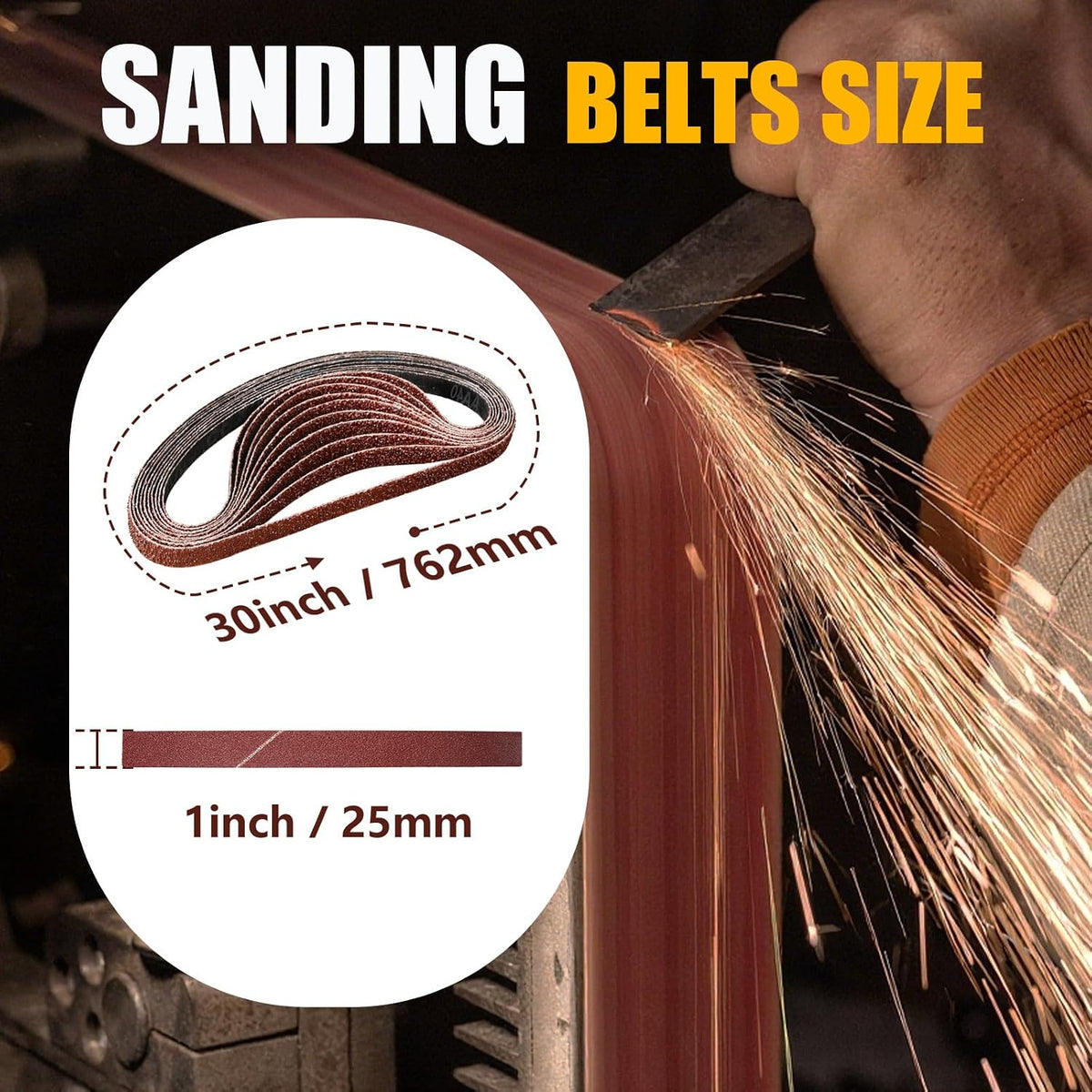 1 x 30 Inch Sanding Belts, 25 Pcs Assorted Grits(40/80/120/180/240)