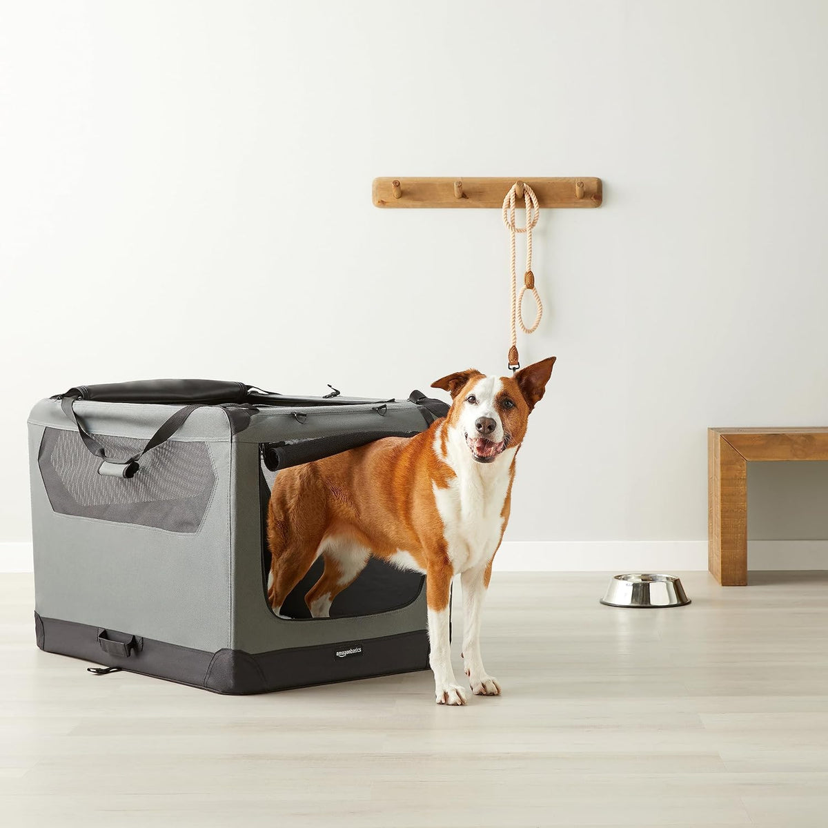 Portable Folding Soft Pet Dog Crate Carrier Kennel for Large Dogs, Easy to Clean, 36 x 24 x 24 inches, Grey