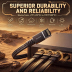 Cat 8 Ethernet Cable, 50ft 40Gbps 2000MHz RJ45 LAN Cable | Nylon Braided High Speed Internet Cable, Heavy Duty