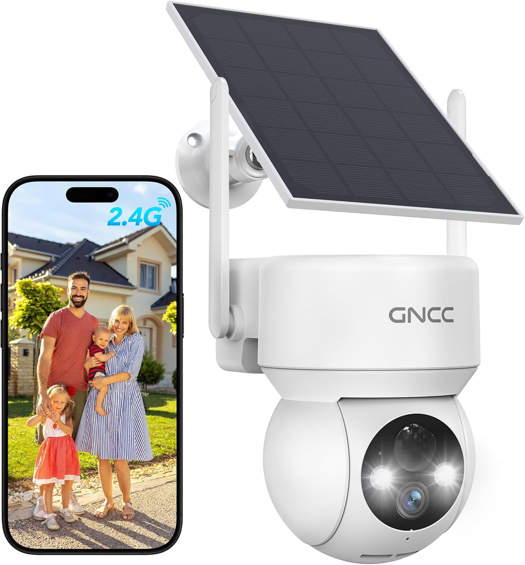 Solar Security Cameras Wireless Outdoor 2.4G WiFi, 360° View, Solar/Battery Powered, AI Human Detection, Color Night