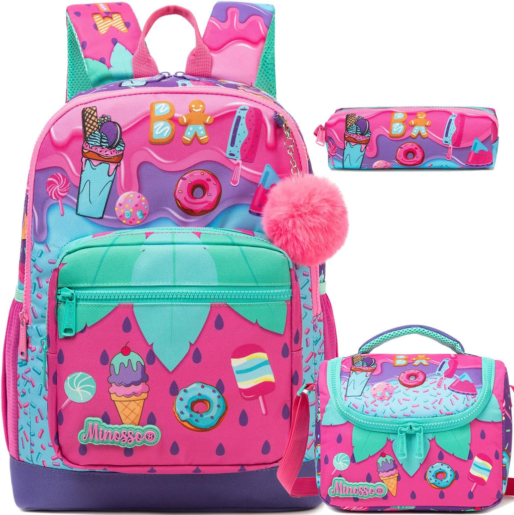 Girls Backpack for School Backpack for Girls 8-12 with Lunch Box Back to School Supplies Backpacks for Kids 10-12