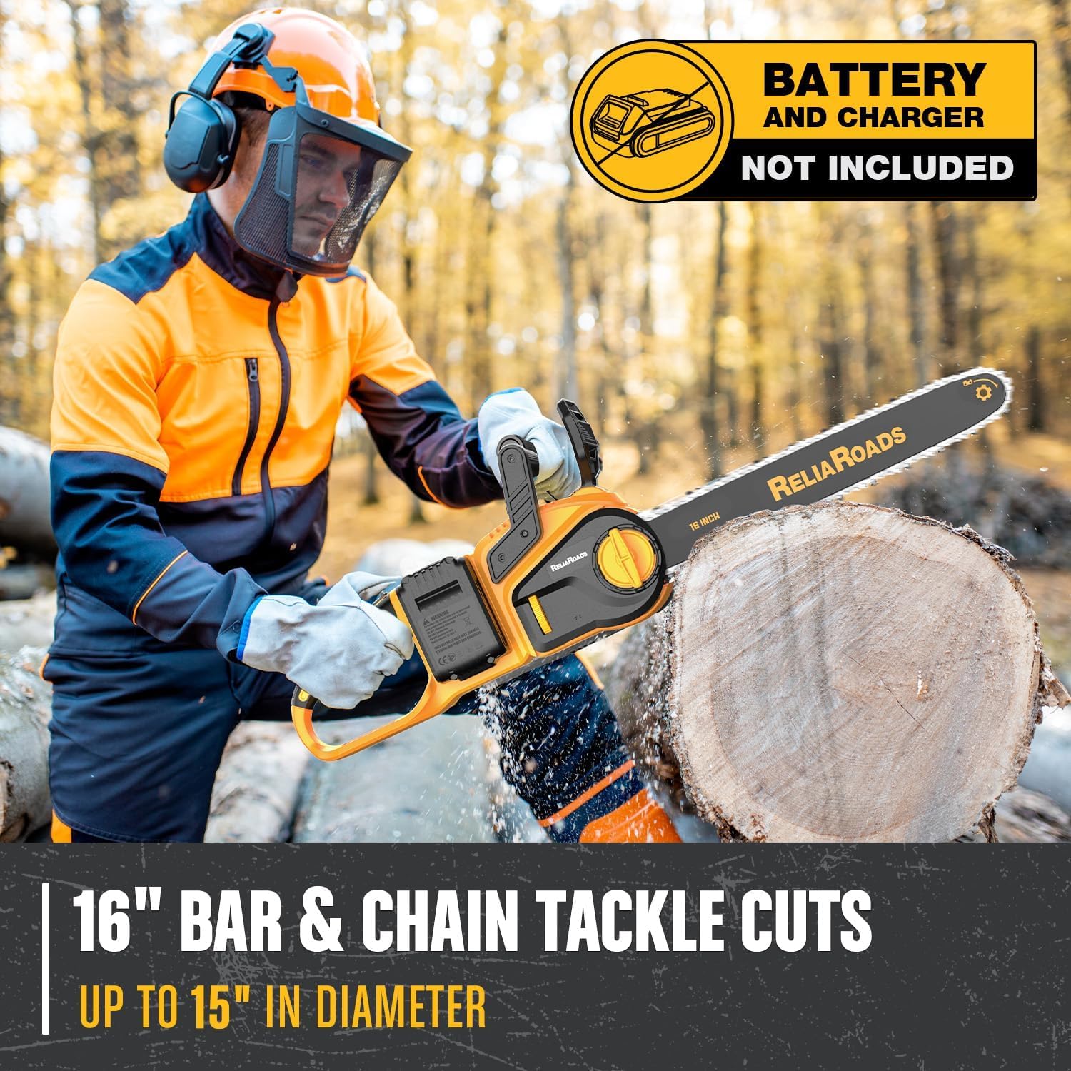 16-Inch Brushless Chainsaw, 40V (2 x 20V MAX) Cordless Battery Powered Chain Saw Kit (Includes 2 Chains) Compatible