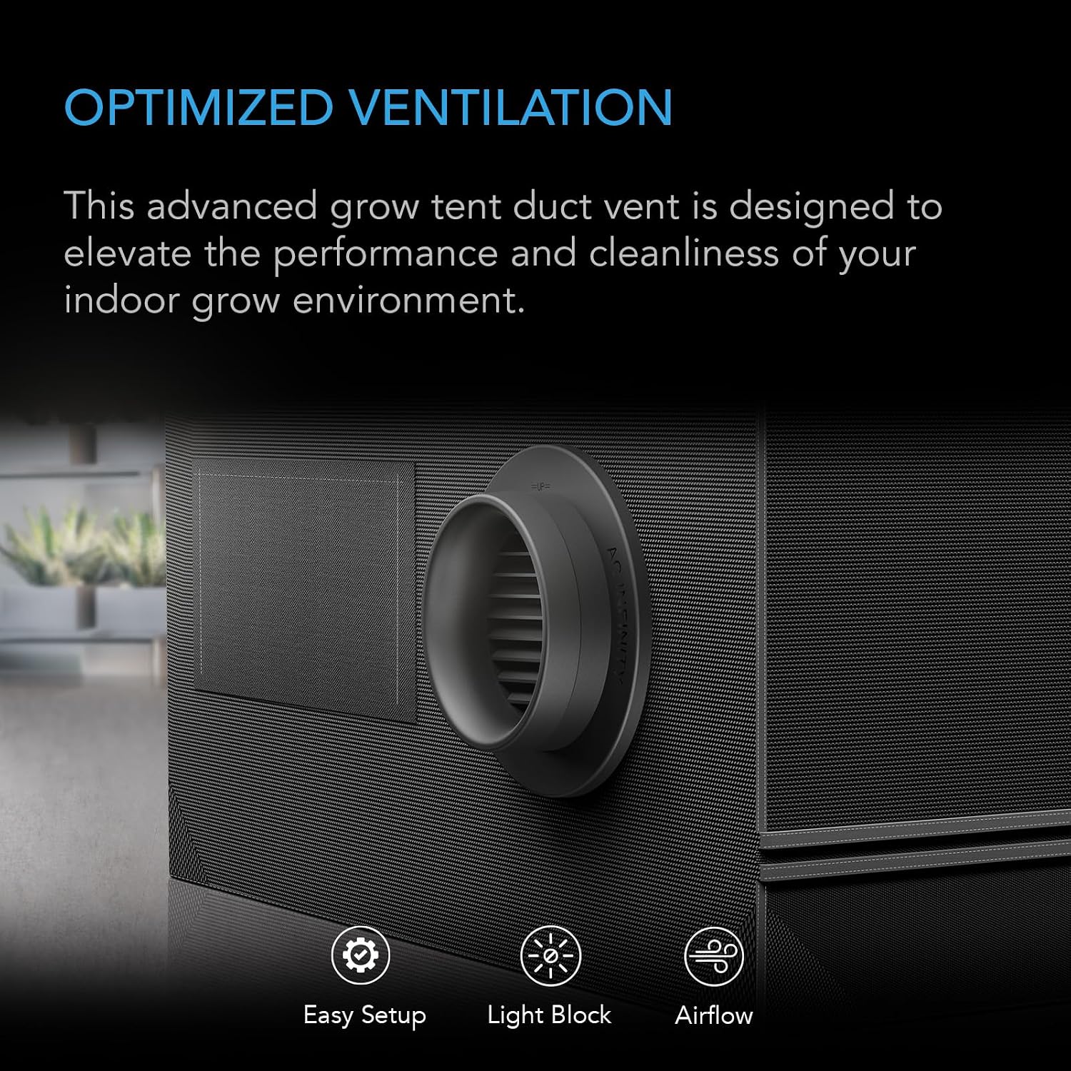 Grow Tent Duct Vent 6", with Light-Blocking Air Vents, 2-Pack | Built-in Adapter, Insect & Dust Filter, High Airflow