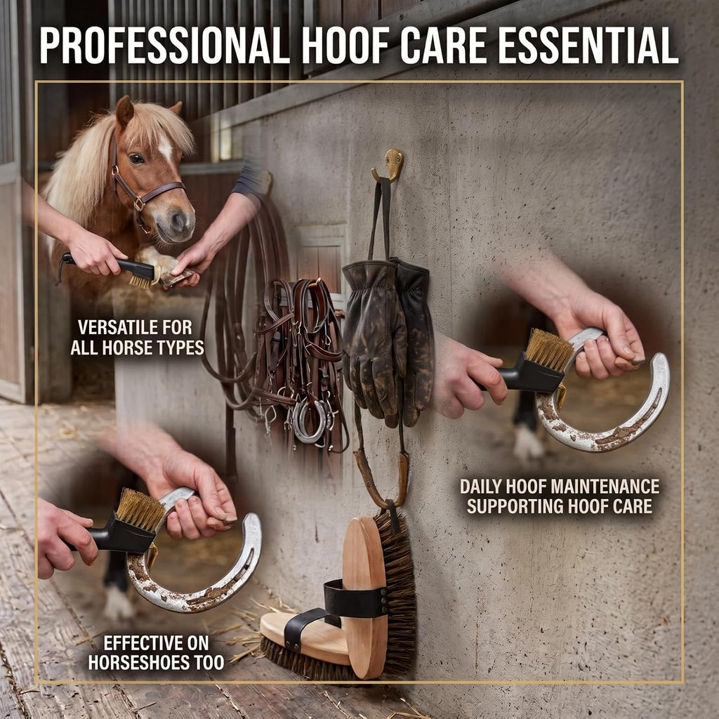 Professional Hoof Pick with Heavy-Duty Brass Wire Brush