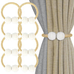 8 Pack Magnetic Curtain Tiebacks with Pearls,Window Treatment Holdbacks
