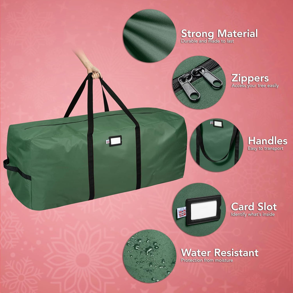 Christmas Storage Bag Heavy Duty Fits Up to 9ft Tall Artificial Tree, Waterproof with Durable Handles & Zipper Xmas