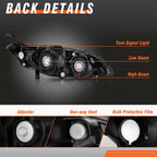 for 2004-2005 Honda Civic Headlights Assembly Chrome Pair