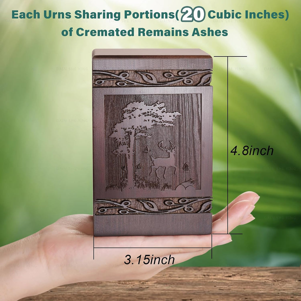Small Keepsake Sharing Urn for Ashes Wooden Mini Urn 20 Cubic Inches