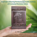 Small Keepsake Sharing Urn for Ashes Wooden Mini Urn 20 Cubic Inches