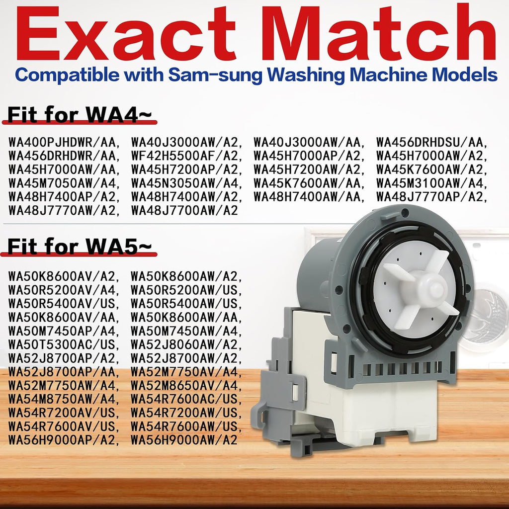 WA456DRHDSU/AA WA400PJHDWR/AA Washer Drain Pump Motor Fit For Sam-sung WA50K8600AV/AA WF42H5500AF/A2 WA45K7600AW/A2 WA50R5400AW/US WA48H7400AP/A2 WA48J7700AW/A2 WA48J7770AW/A2 (Only Motor)
