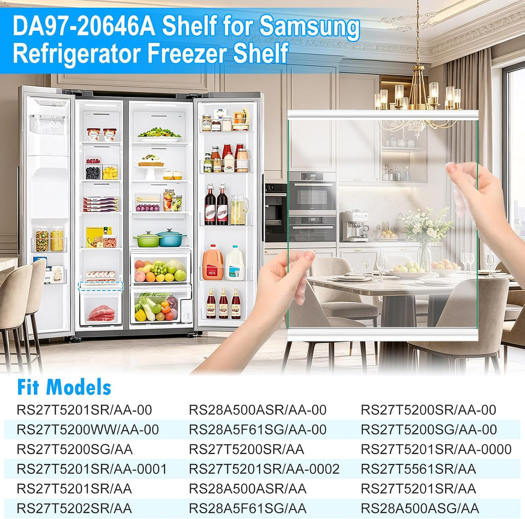 ALVAR DA97-20646A Freezer Shelf Glass For Samsung Fridge Shelf Replacement